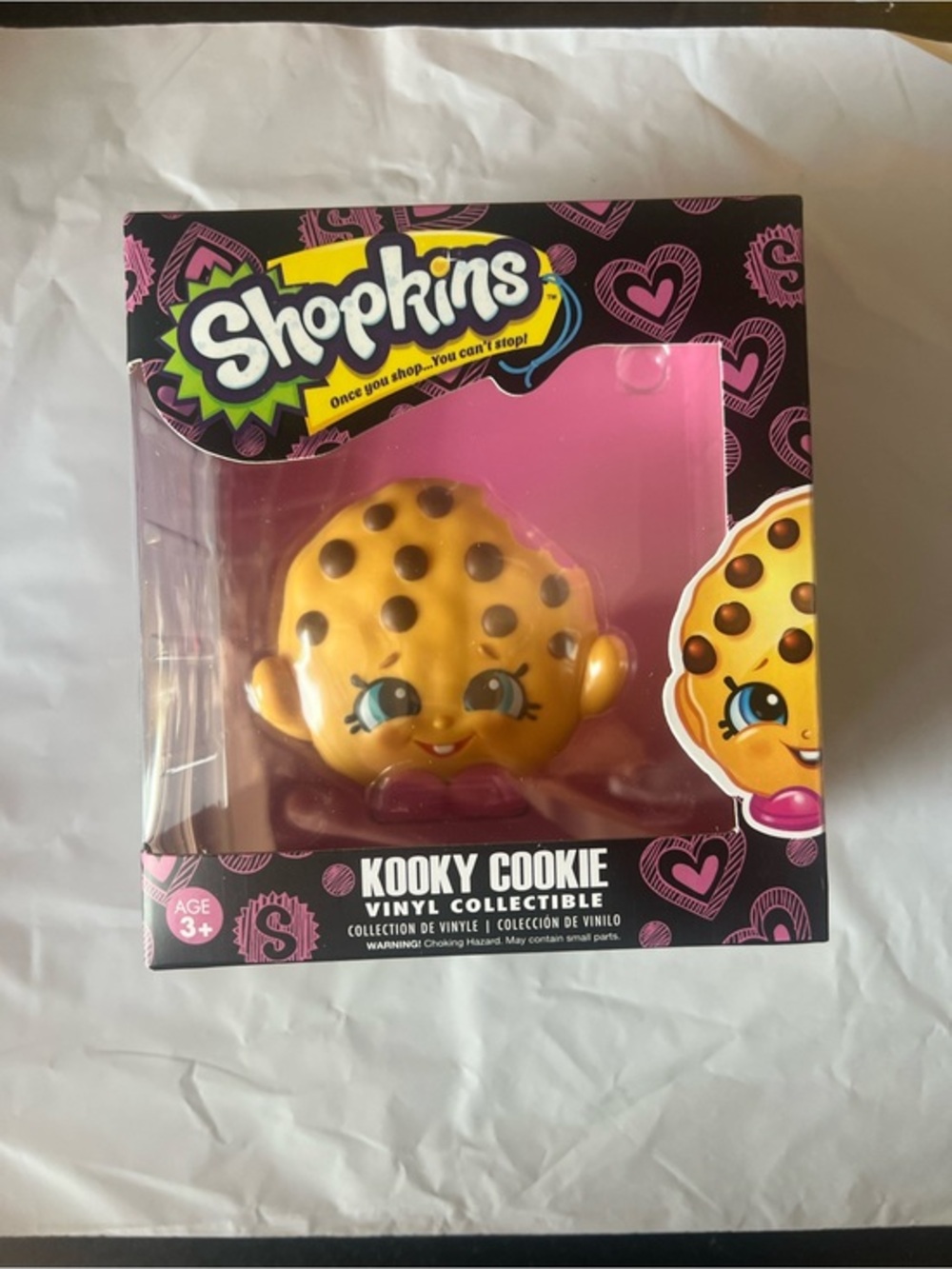 Shopkins Kooky Cookie Vinyl Figure - Yellow with Brown Chips New